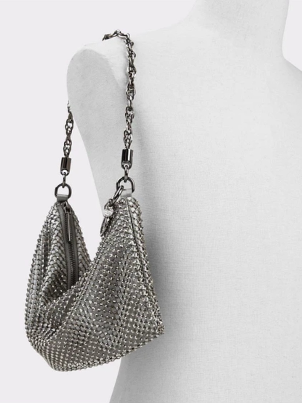 Aldo Silver Chainmail Shoulder Bag with Chain Strap